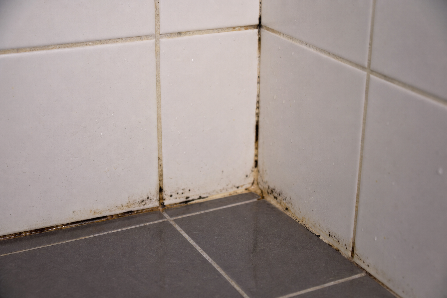 Moisissure noire le long des joints de carrelage